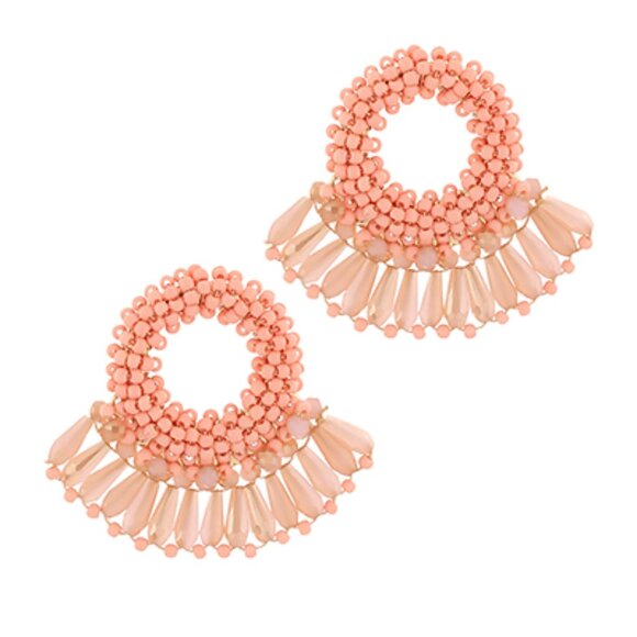 Seedbead Glass Tassel Earrings - Picture 3 of 4